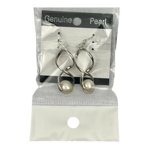Genuine Pearl Earrings Color Silver White